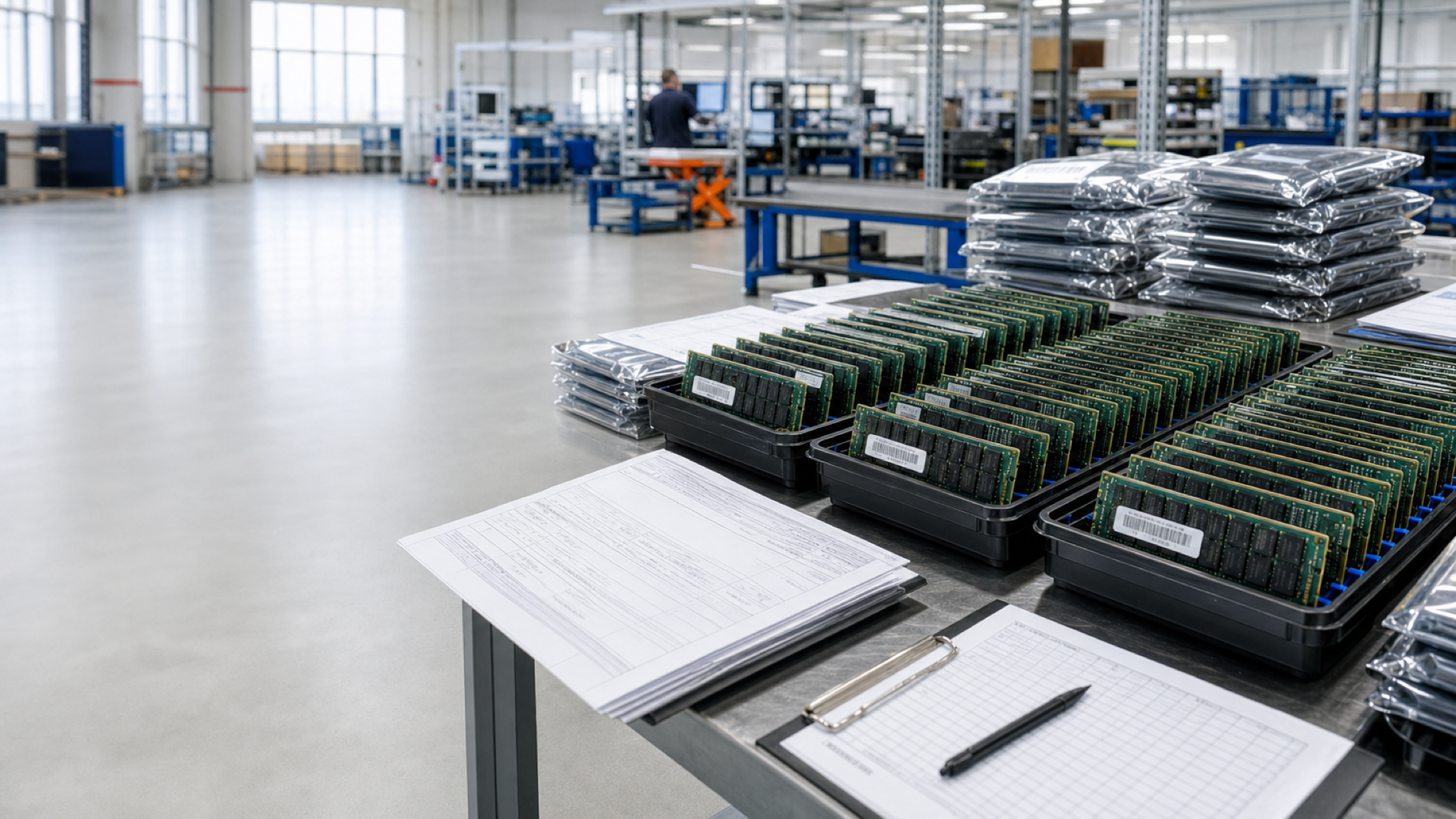 Enterprise server memory organized for inspection at a North American acquisition facility